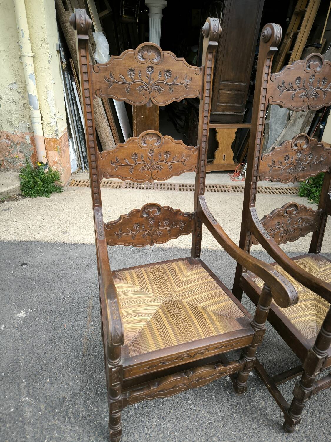 Pair of large, heavy armchairs from the late 19th century