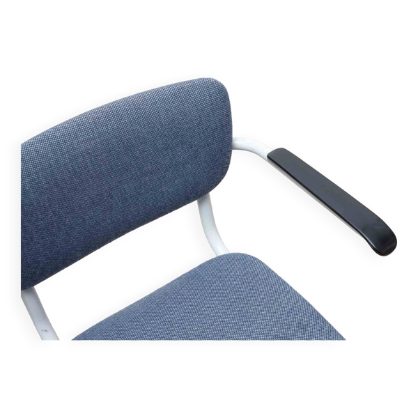 Chaise vintage Pagholz en S avec accoudoirs bleue et blanche