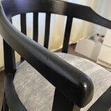 Vintage black matte wooden chair – Bauhaus style, 60s–70s