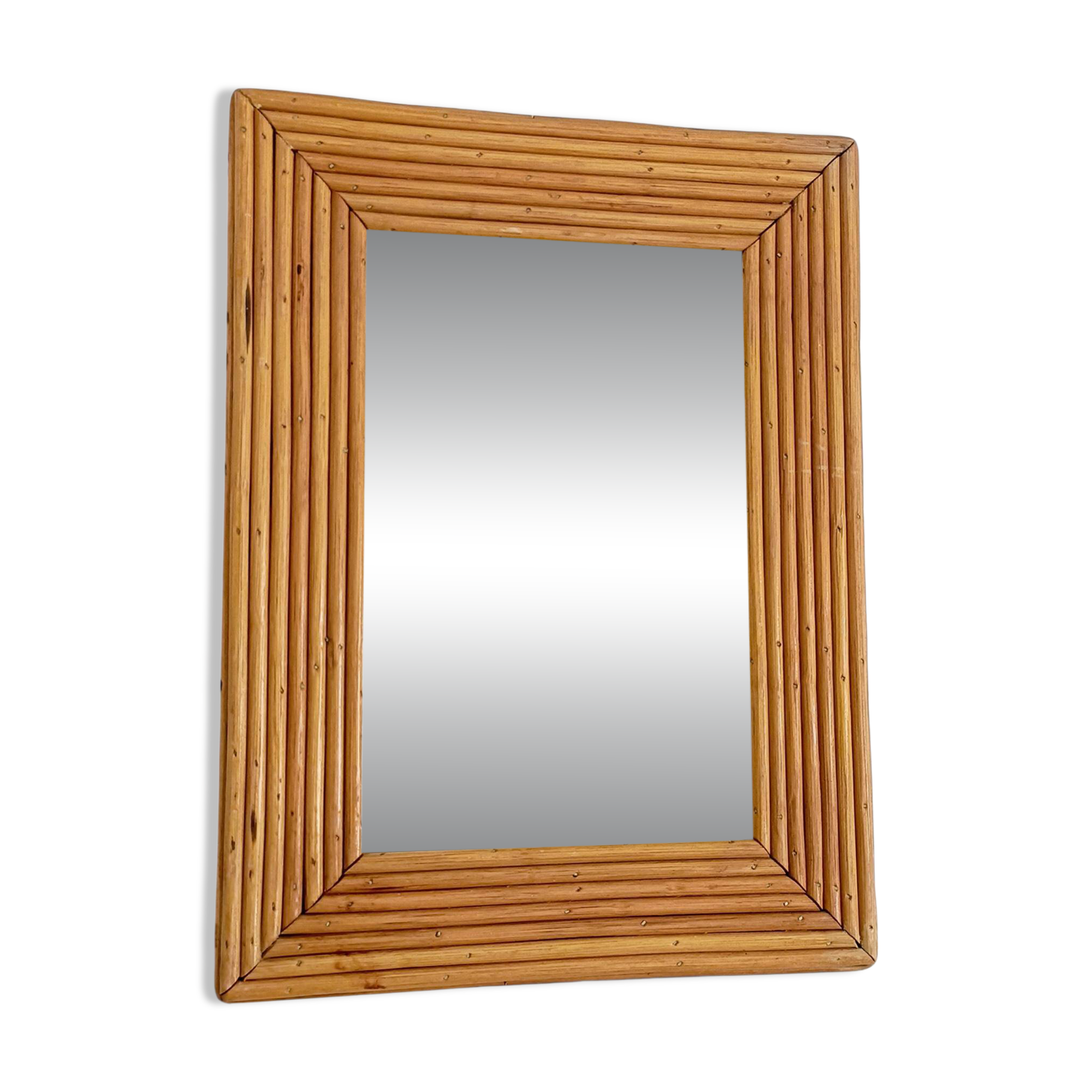 French Riviera Rattan Mirror in the Style of Vivai del Sud, France, 1960s