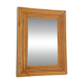 French Riviera Rattan Mirror in the Style of Vivai del Sud, France, 1960s
