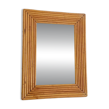 Miroir en rotin de la Côte d'Azur dans le style de Vivai del Sud, France, années 1960.