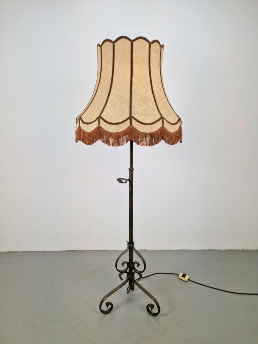 Adjustable Wrought Iron Floor Lamp, 1930s