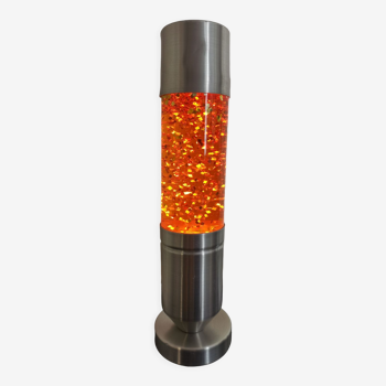 Lampe lave paillettes 1970 orange