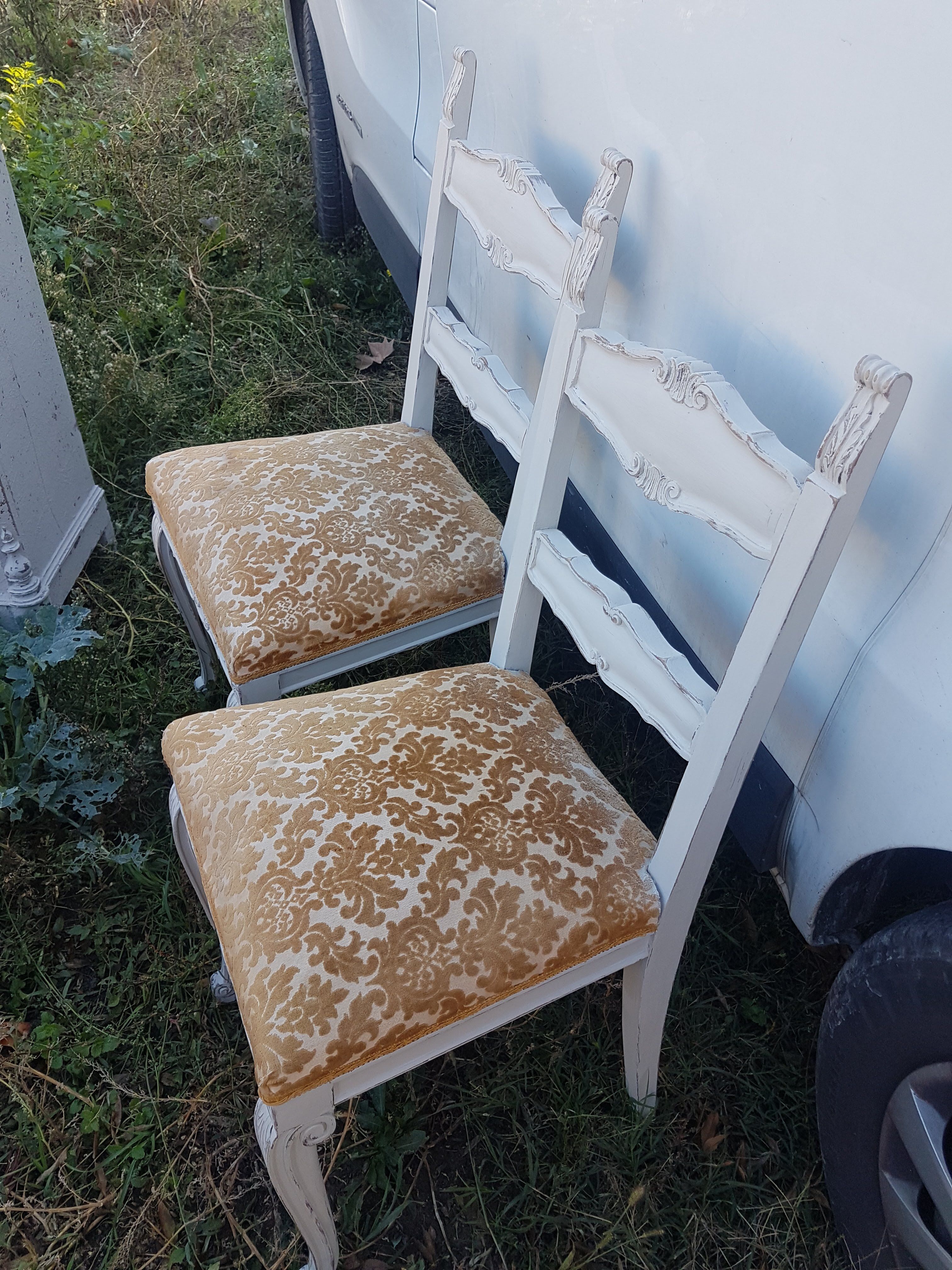 2 chairs padded and patinated