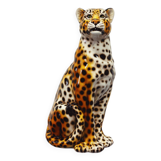 Statue de léopard en céramique