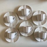 Set of 6 cups in glazed earth with Pierre Motton godrons in Gien 1960
