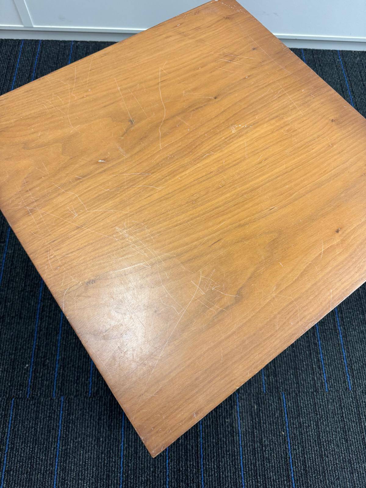 Set of two modernist cubes / side tables or stools in walnut.
