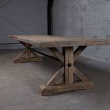 Old solid oak farmhouse table with star legs - length