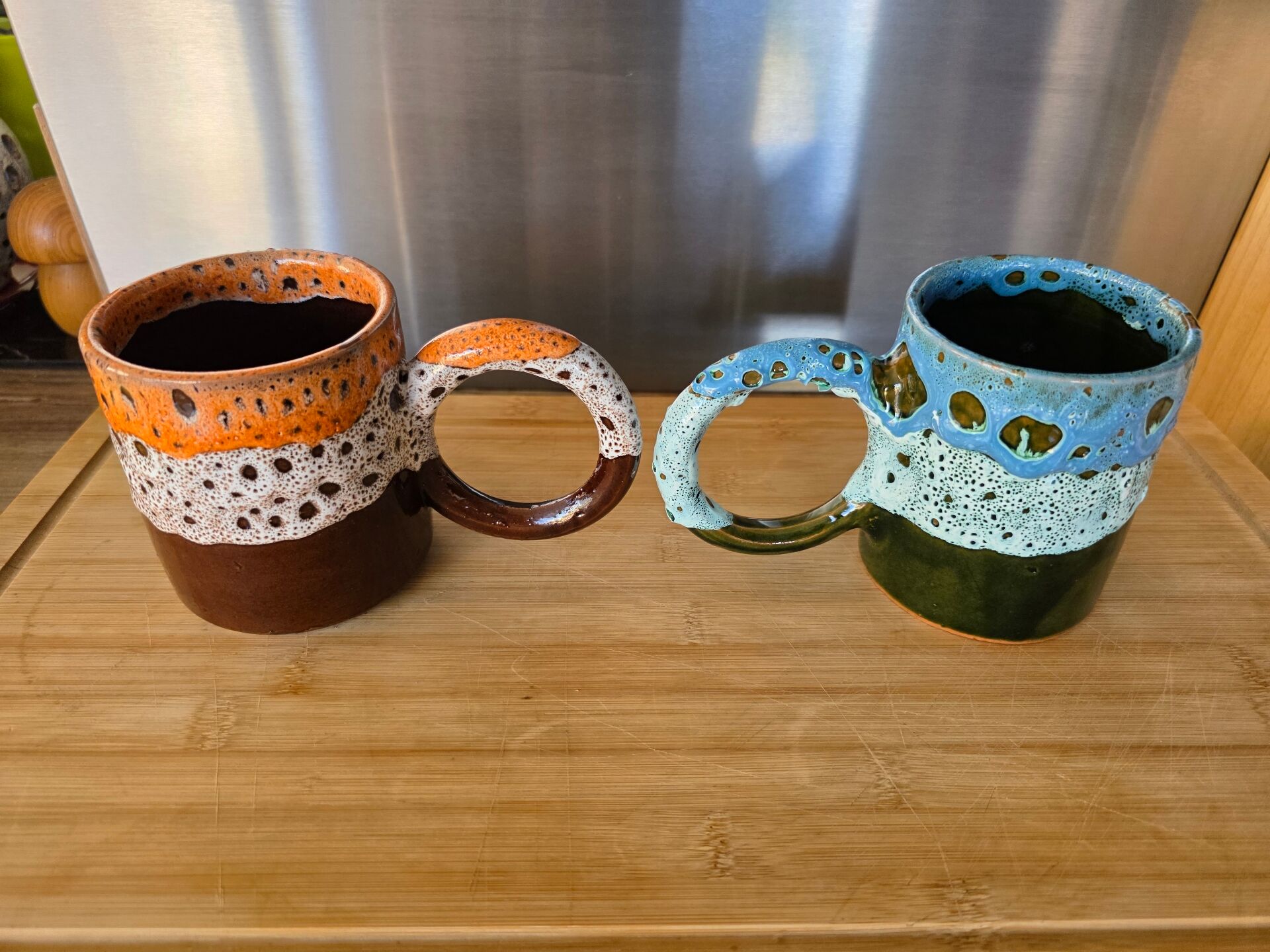 Duo de mugs artisanaux style "Fat Lava" / Vallauris