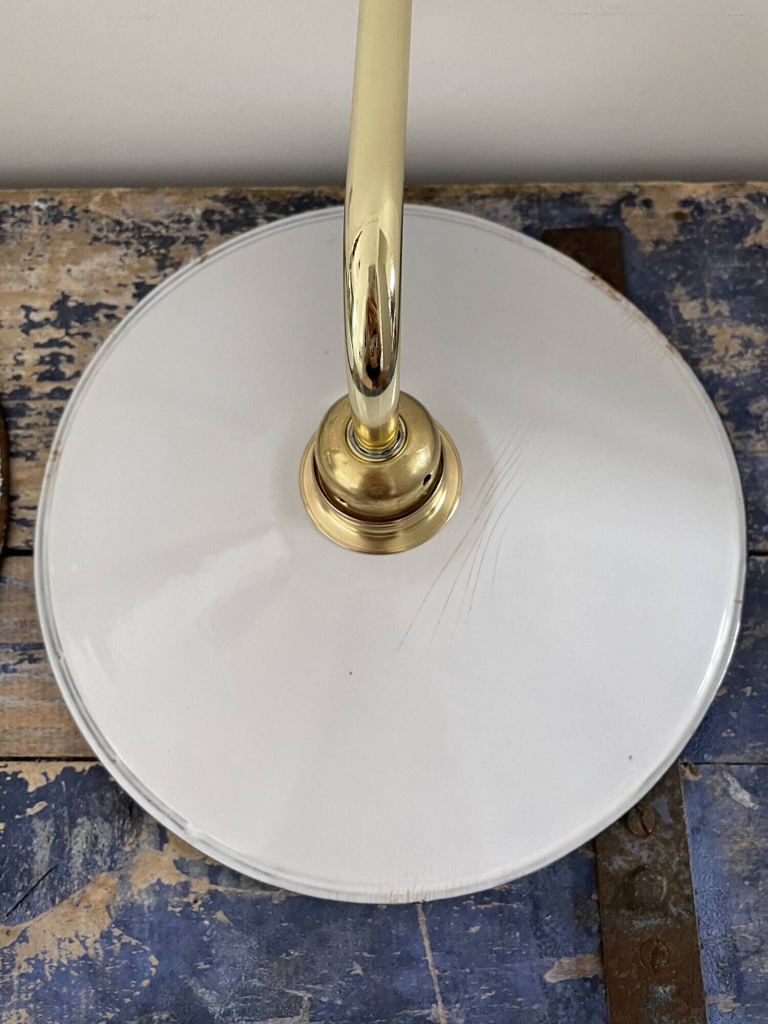 Pair of vintage wall lamps in enamelled sheet metal electrified to nine