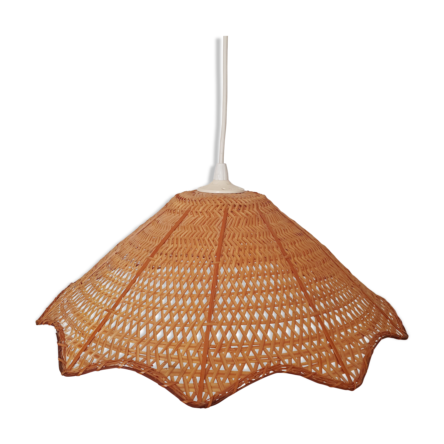Pendant light in wicker, seventies