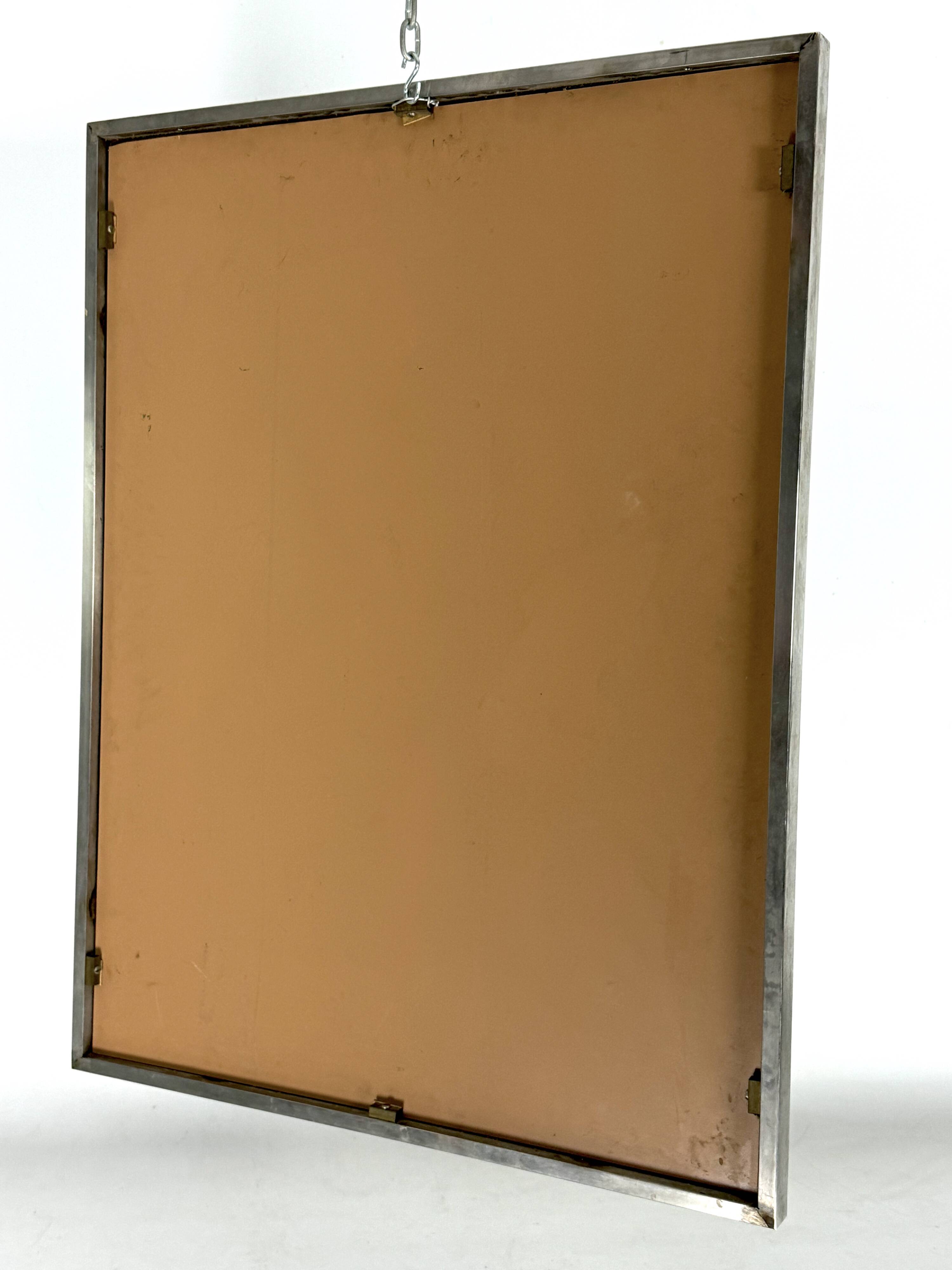 Italian vintage Romeo Rega chrome and brass mirror from 70s