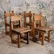 Set of 4 brutalist pine chairs, Italy, 1960s