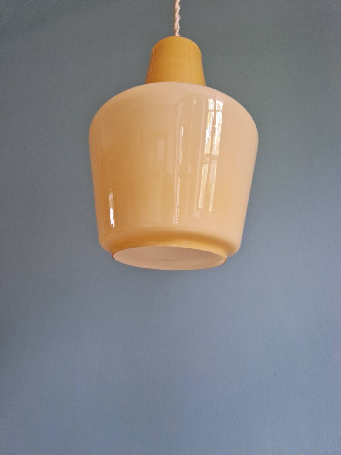 Scandinavian honey-colored opaline pendant light, 1960s
