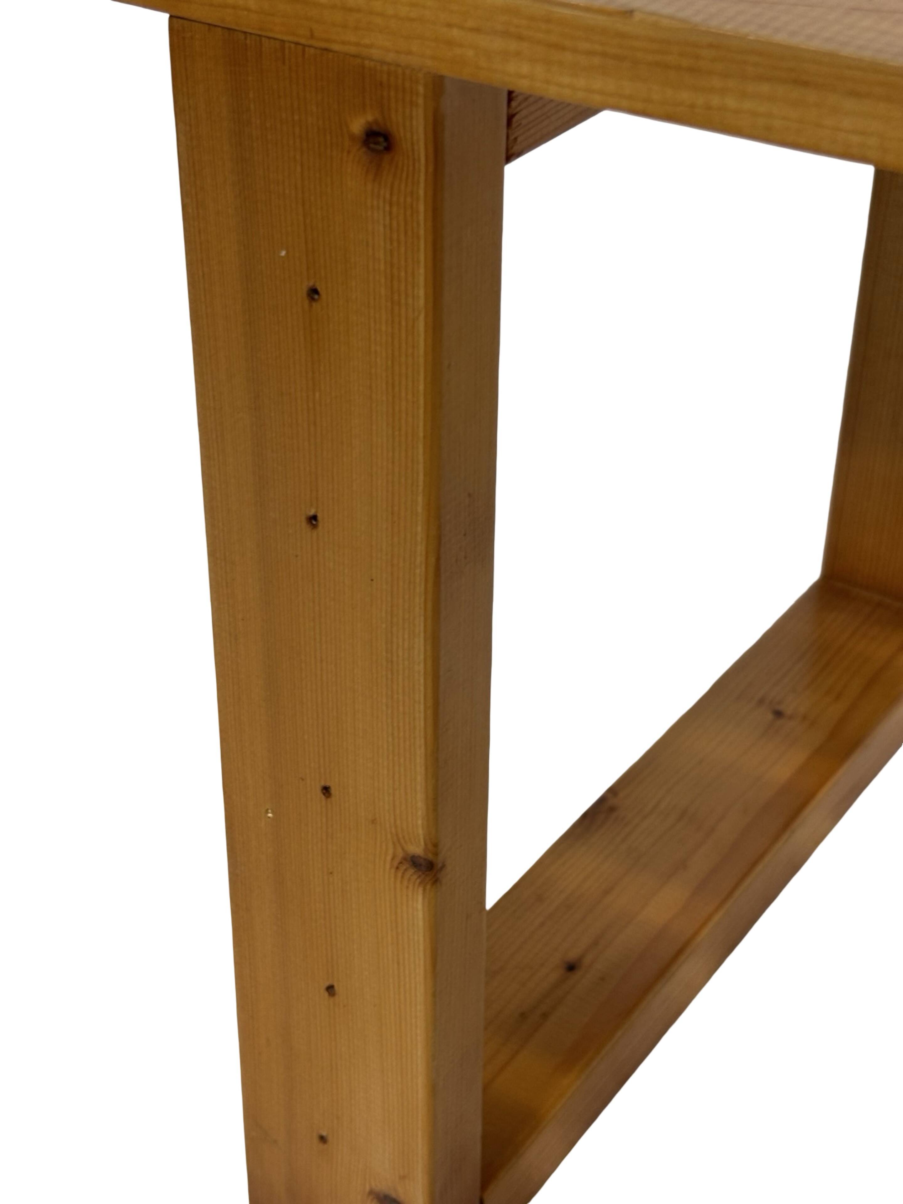 Vintage Scandinavian modern pinewood slatted bench from the 1960's