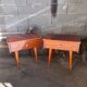 Pair of bedside or night tables in lacquered mahogany with compass feet