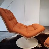 Armchair and ottoman in sky color whyskey by georges-charles van rijck by beaufort in 1970