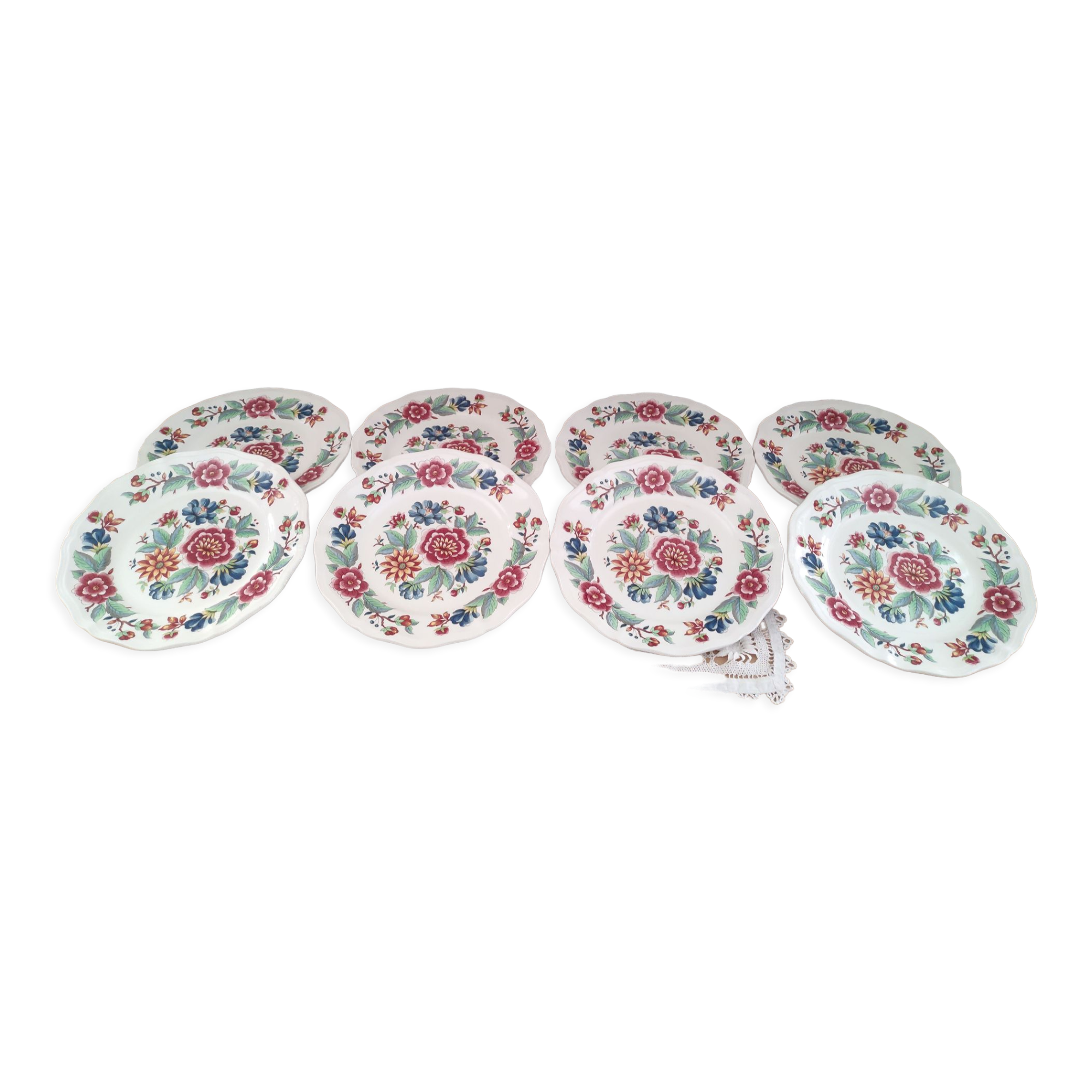 Set of 8 flat plates Sarreguemines model Vence