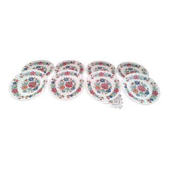Set of 8 flat plates Sarreguemines model Vence