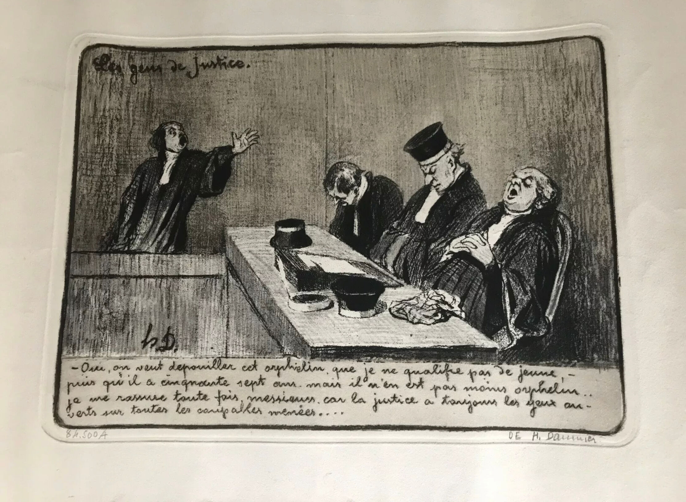 Ancient lithograph by honoré daumier h.d.  "the people of justice" n°84/500