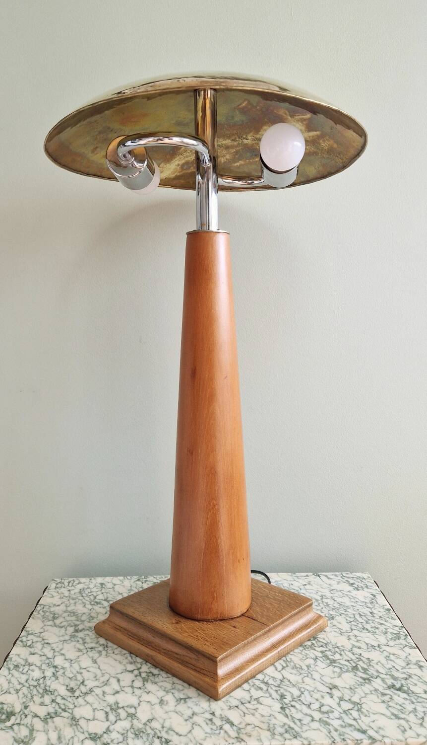 Large nautical lamp in wood and brass from the 80s