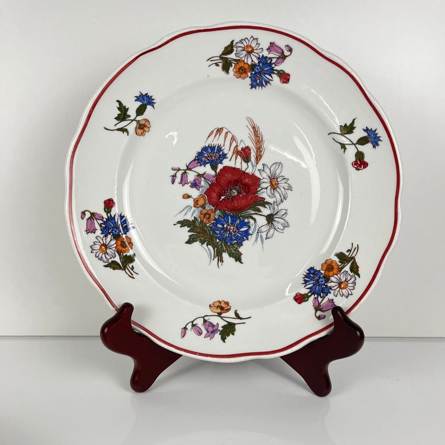 Set de 4 assiettes plates "Agreste", Sarreguemines, fin XXe, Pyroblan