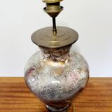 Grote gepatineerde glassen tafellamp van Laque Line jaren 1970