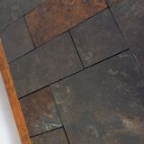 Vintage Brutalist Oak and Slate Coffee Table from the 60s-70s