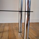Sellette en chrome et verre fumé, double étages, Design, 1970