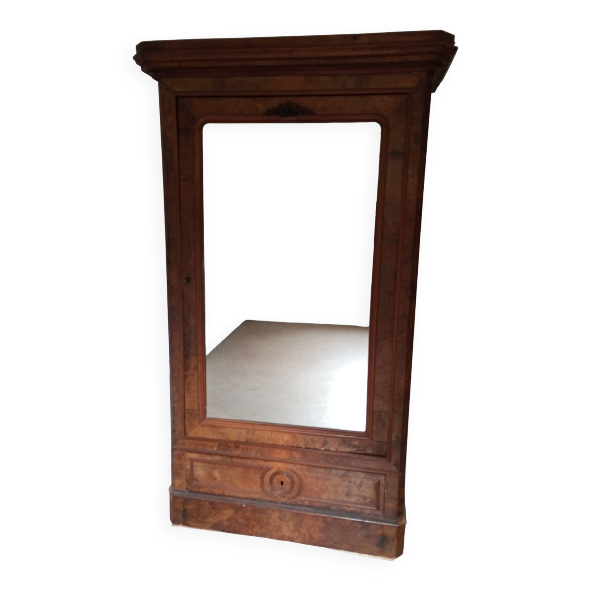 Old one-door wardrobe with mirror