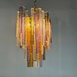 Oval-shaped Venetian chandelier in Murano glass, circa 1950, Venini