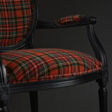 Medallion Chair with Tartan Fabric, Early XXth century