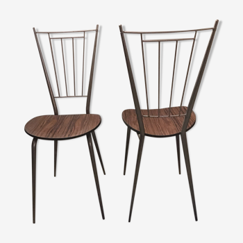 Set de 2 chaises de bistrot ou cuisine vintage en formica