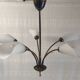 5-light chandelier in metal and opaline - mid-20th century