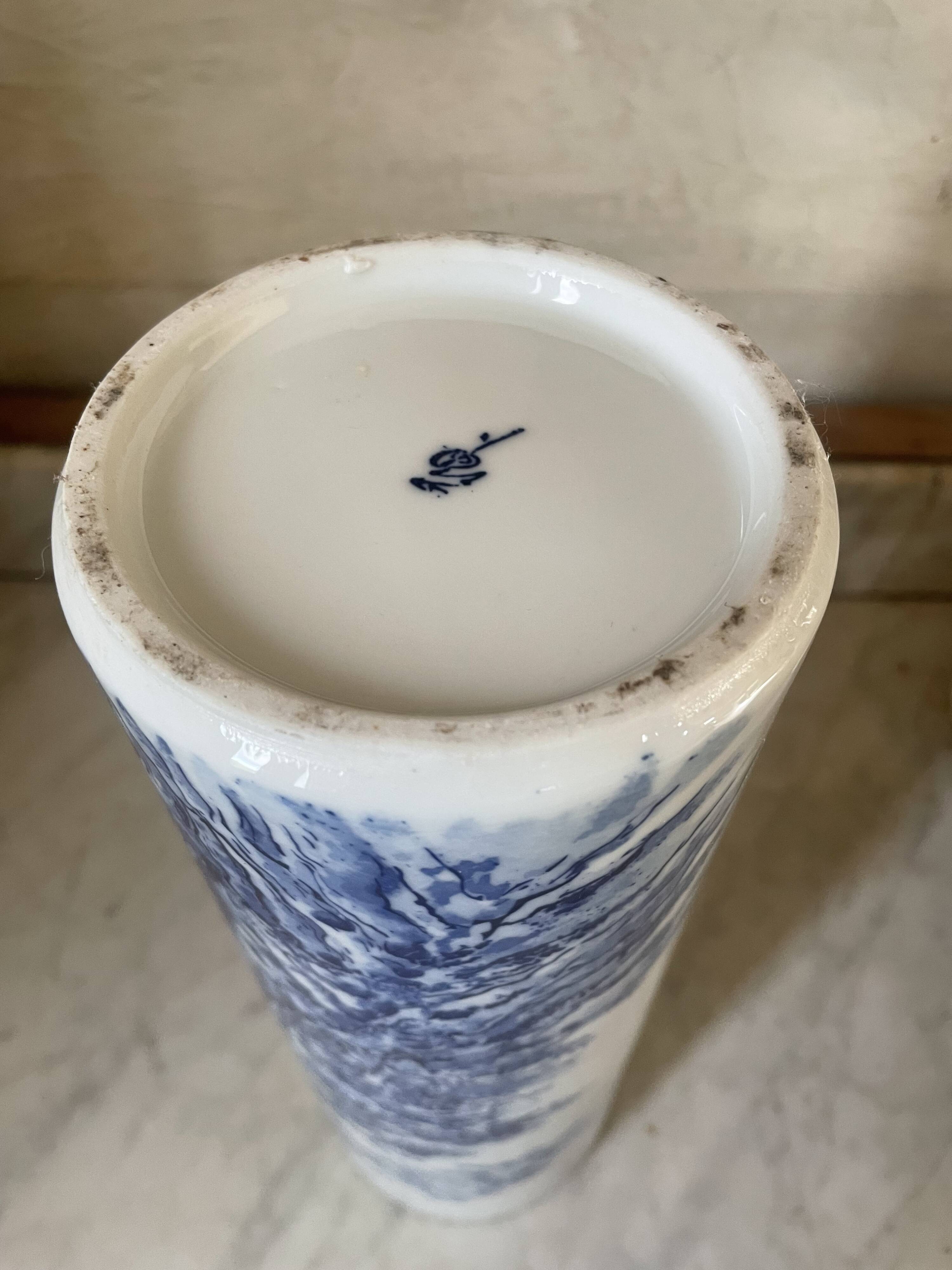 Vintage Japanese ceramic cylinder vase