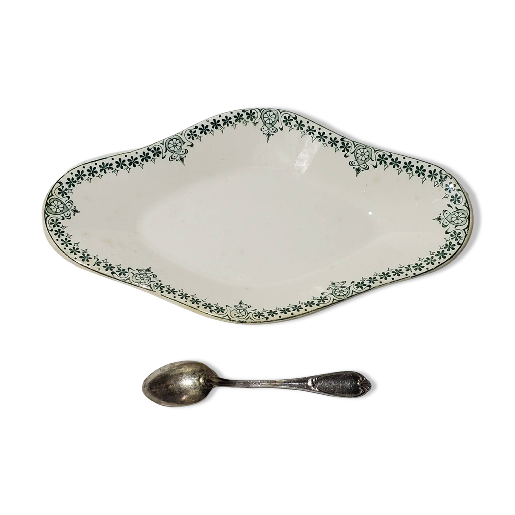 Grand ravier de la faïencerie de Longwy modèle Régina, terre de fer ...