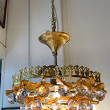 Murano ceiling light yellow flowers and glass balls 1970