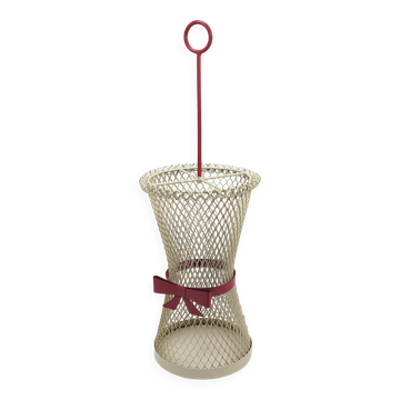 Bow tie umbrella stand in the style of Mathieu Matégot, mid-century, metal, France, 1950s.