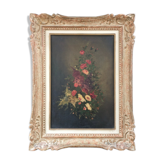 Tableau ancien gerbe de fleurs