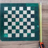 Malachite and white marble chessboard