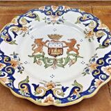 6 old Desvres Fourmaintraux Rouen dessert plates, Dinan model