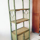 Bamboo shelf & green rattan
