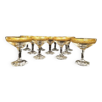 Moser in Carlsbad (Czechoslovakia) series of eleven crystal champagne glasses