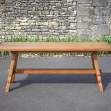 Table de ferme ancienne en bois, table bois, table de salle à manger, brutaliste, chalet, campagne,
