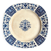 Round plate from Gien in blue ironstone, "Blue Ibis" service.