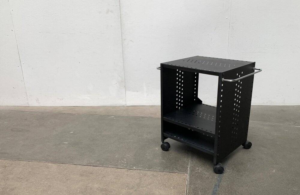 Postmodern perforated metal service trolley, 1980s