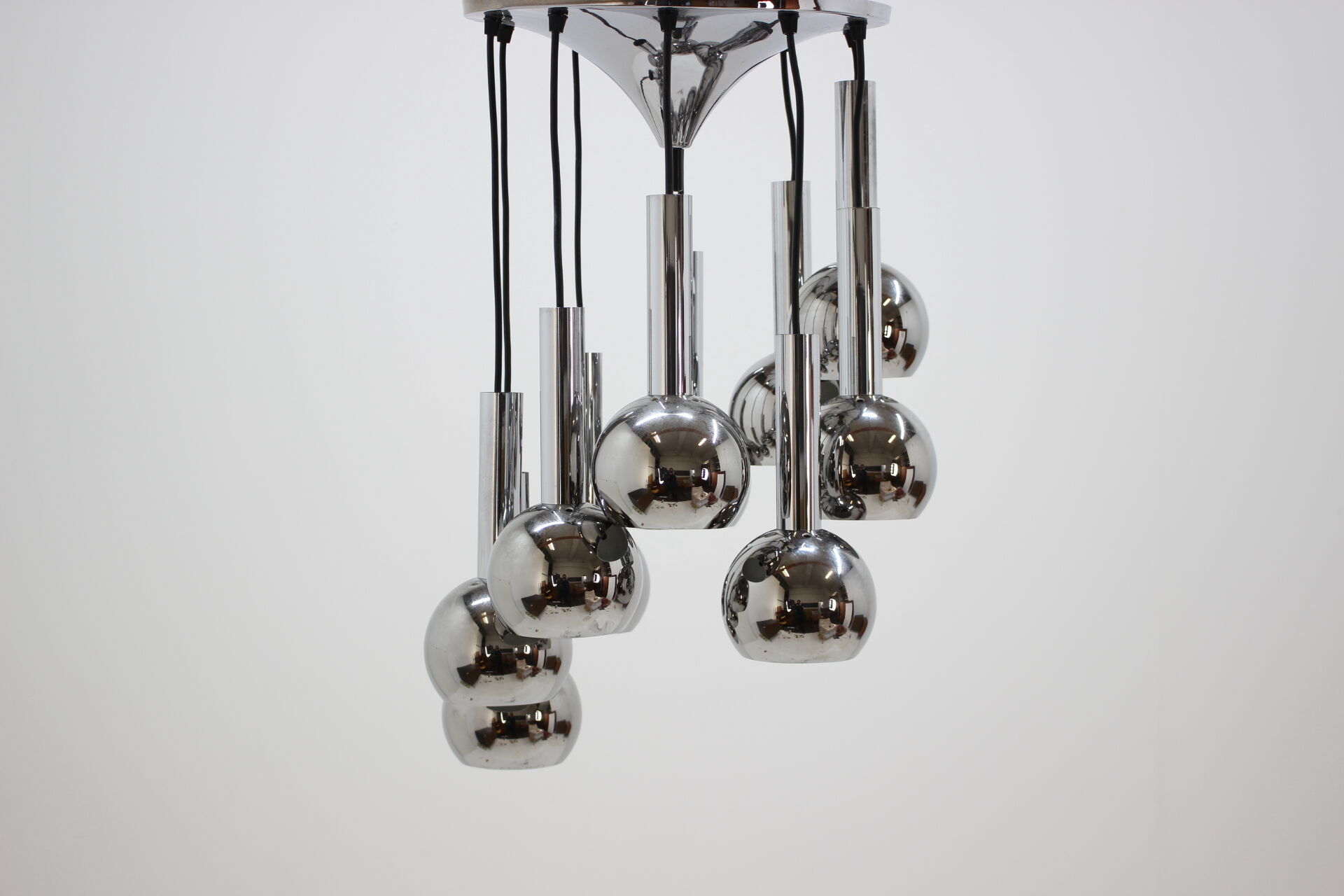 Beautiful cascade chrome pendant, 1970s