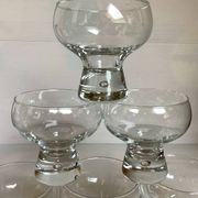 6 large bubble coupe glasses with a foot in the Kosta Boda style.