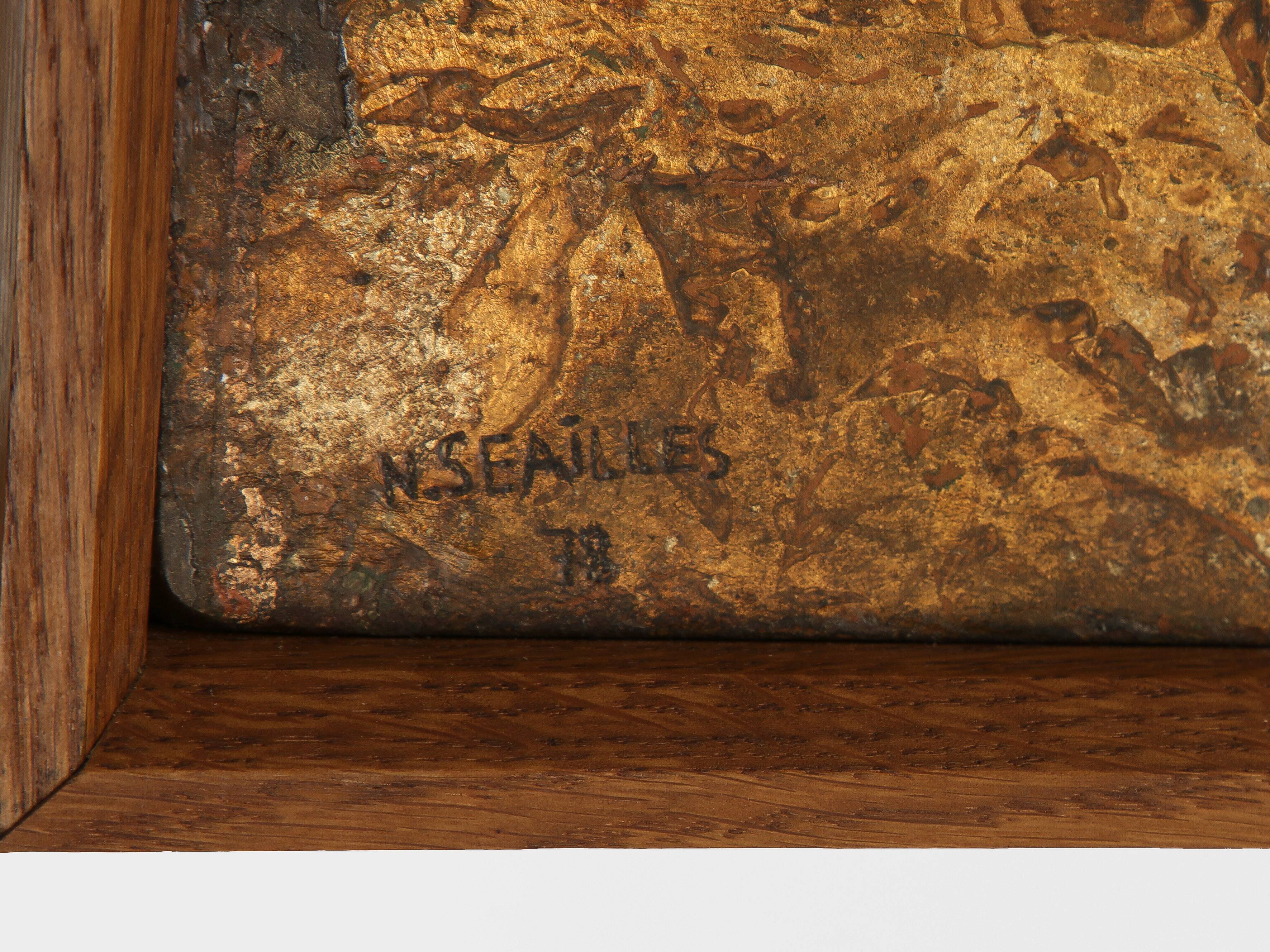 Nicolas Seailles large lacquered panels framed 1978